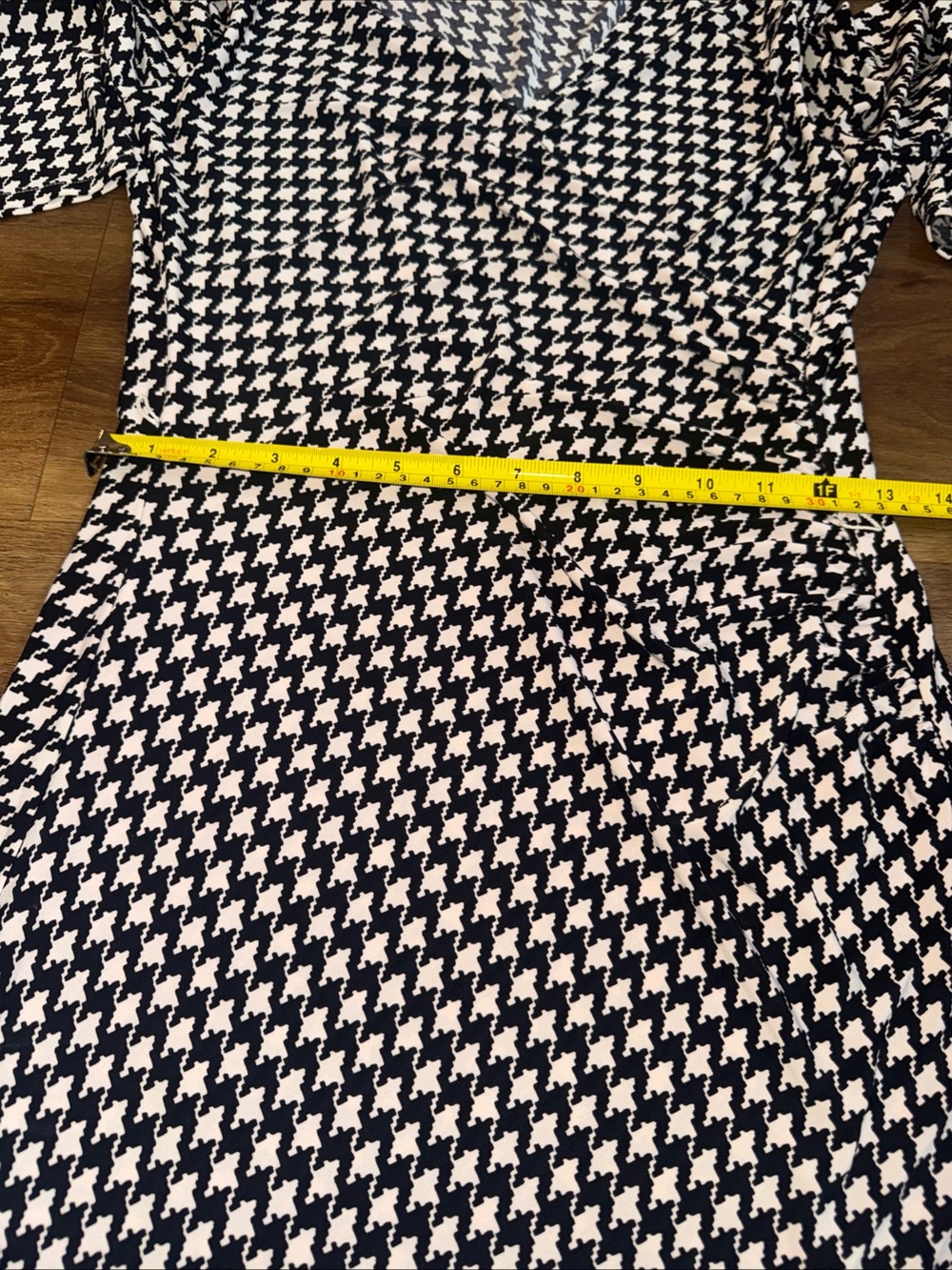 Lauren Ralph Lauren Small Women's Houndstooth Surplice Dress Black/White - Picture 6 of 8